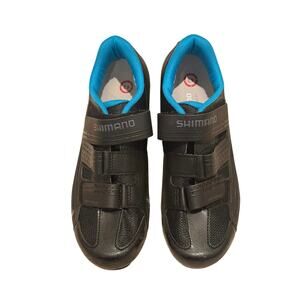 Shimano SPD Cycling Shoes Black Blue Velcro Strap | 2-Bolt | EU 42 US 8.5–9